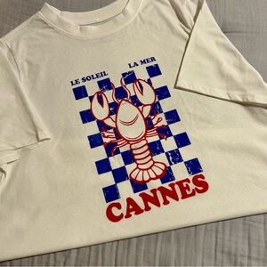 NWOT Primark Women’s White Relaxed Fit T-Shirt ‘Cannes’ Sz L